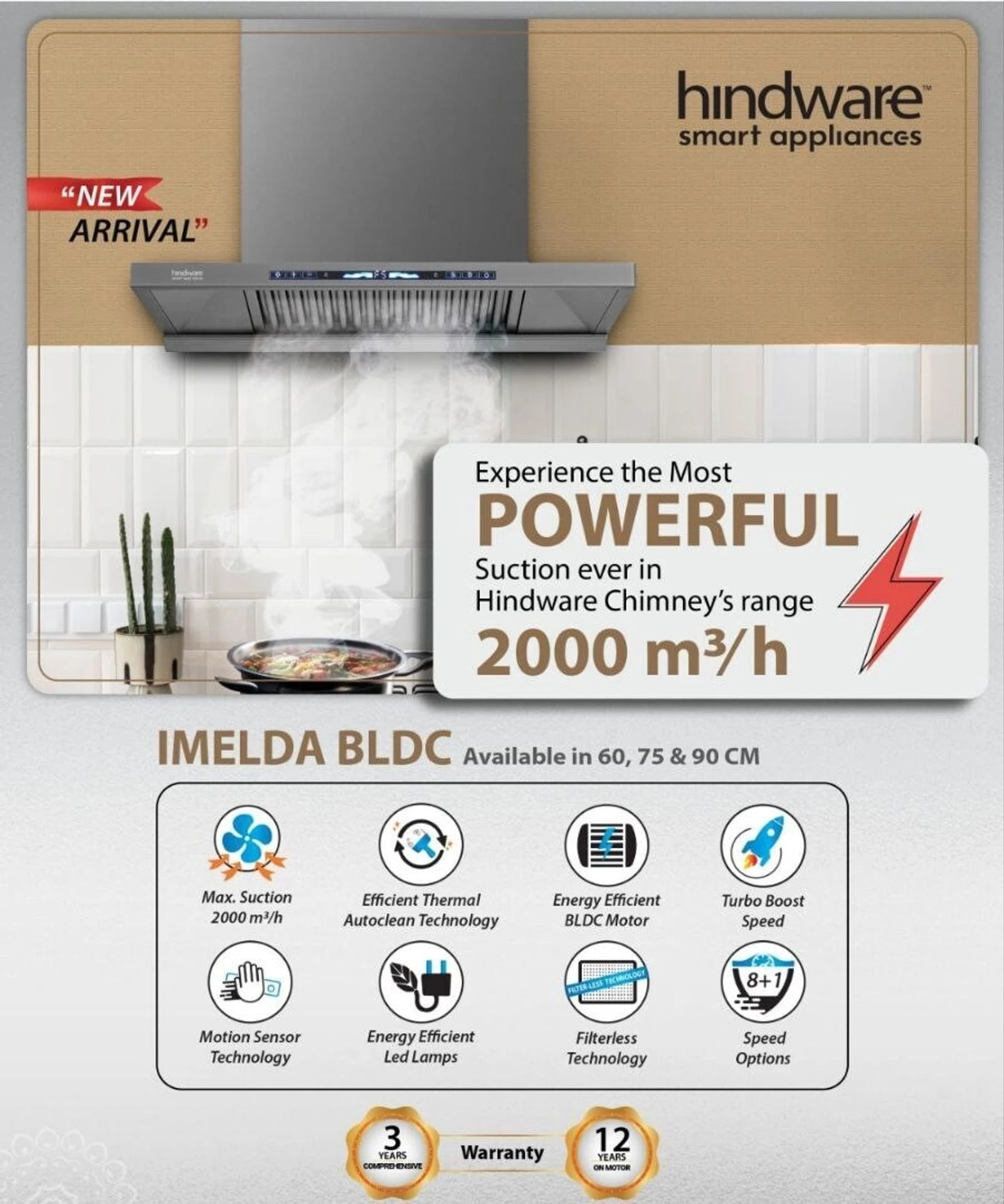 IMELDA 90CM 2000CMH Energy Efficient BLDC Motor Chimney (2024)